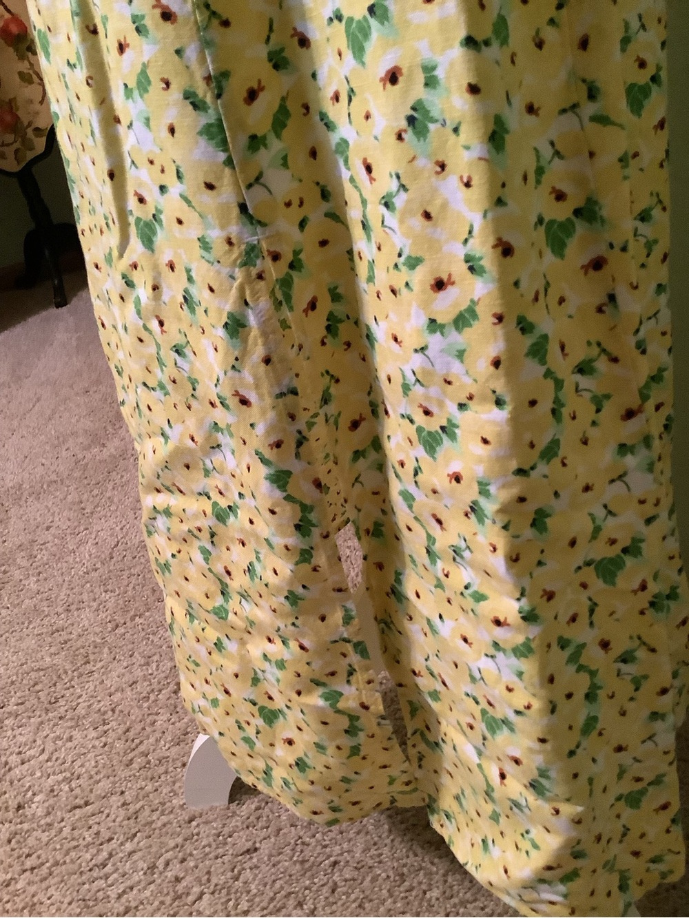 Yellow Flowered Loft MIDI A-line Skirt - Size 10 - Picture 7 of 9